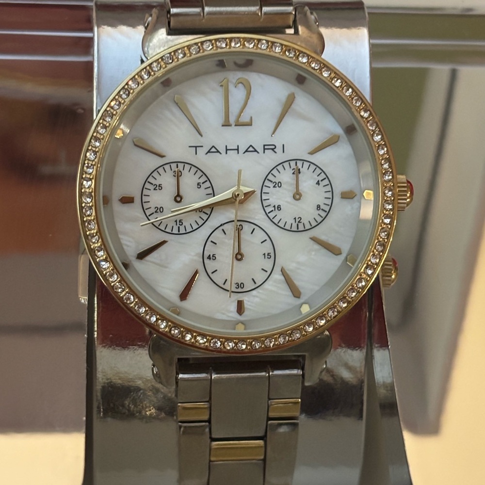 #J205 Tahari Ladies Two Tone Gold Bracelet Watch